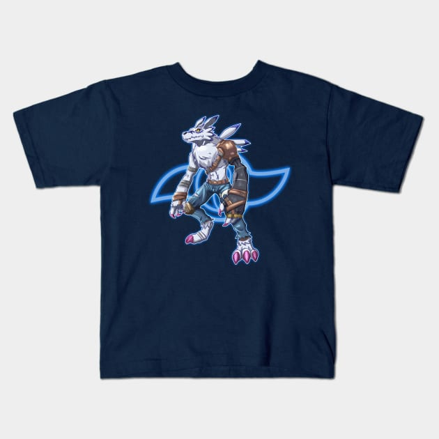 fanart weregarurumon Kids T-Shirt by DigiTeeshrit